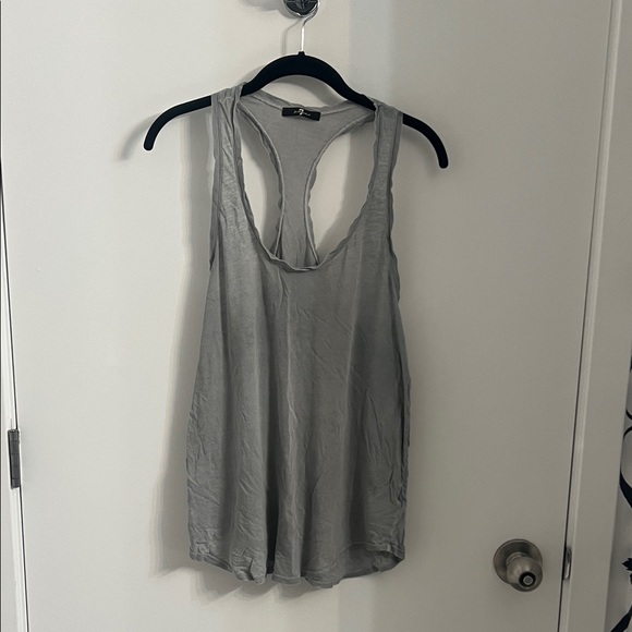7 For All Mankind Light Gray Women's Racerback Tank Top - Picture 1 of 8